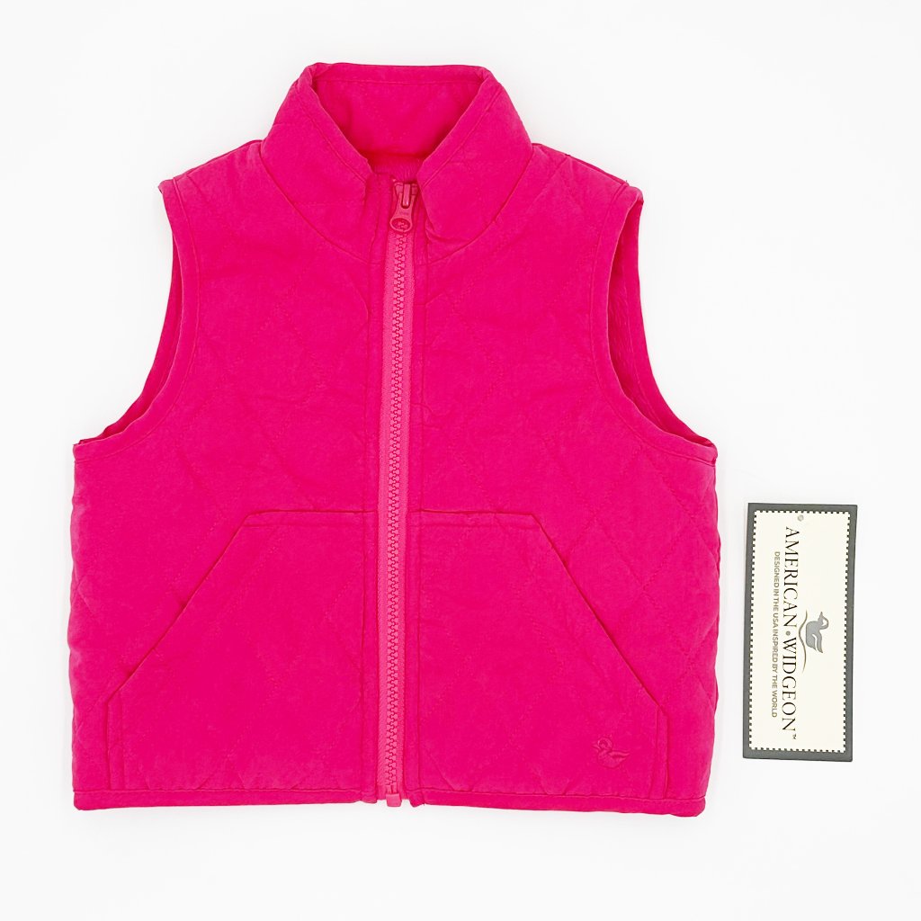 Nwt Widgeon Girls Quilted Barn Vest Faux Fur Lined Magenta Toddler 2t (Tag 2)